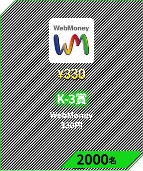 K-3賞　WebMoney 330円 100名