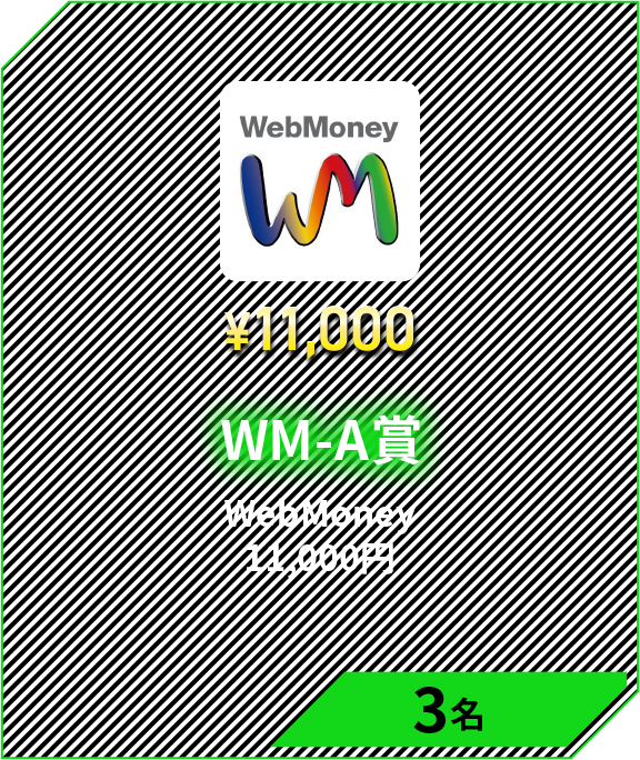 WM-A賞　WebMoney 11,000円 3名